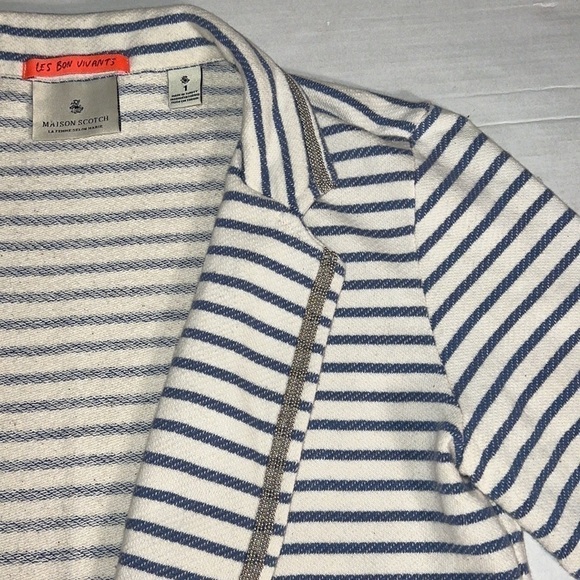 MAISON Scoth stripes cropped open front jacket size 1 / Small /  US 6 - Picture 4 of 15